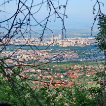 The capital of Bulgaria, Sofia seen from the street to its skiing resort Vitosha